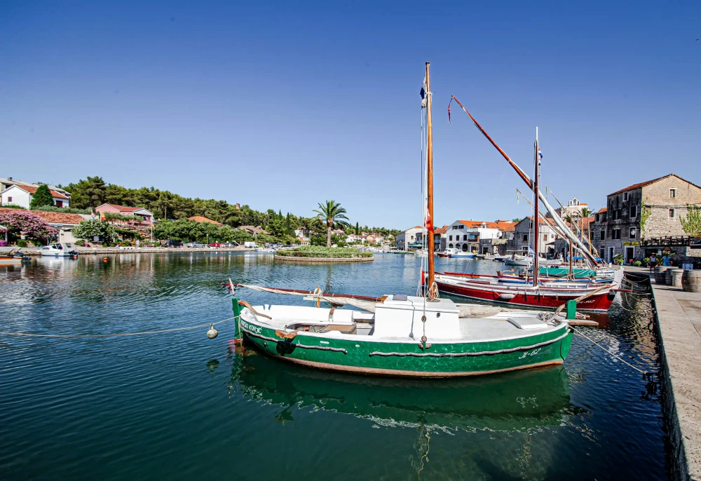 Boats docked in Vrboska bay